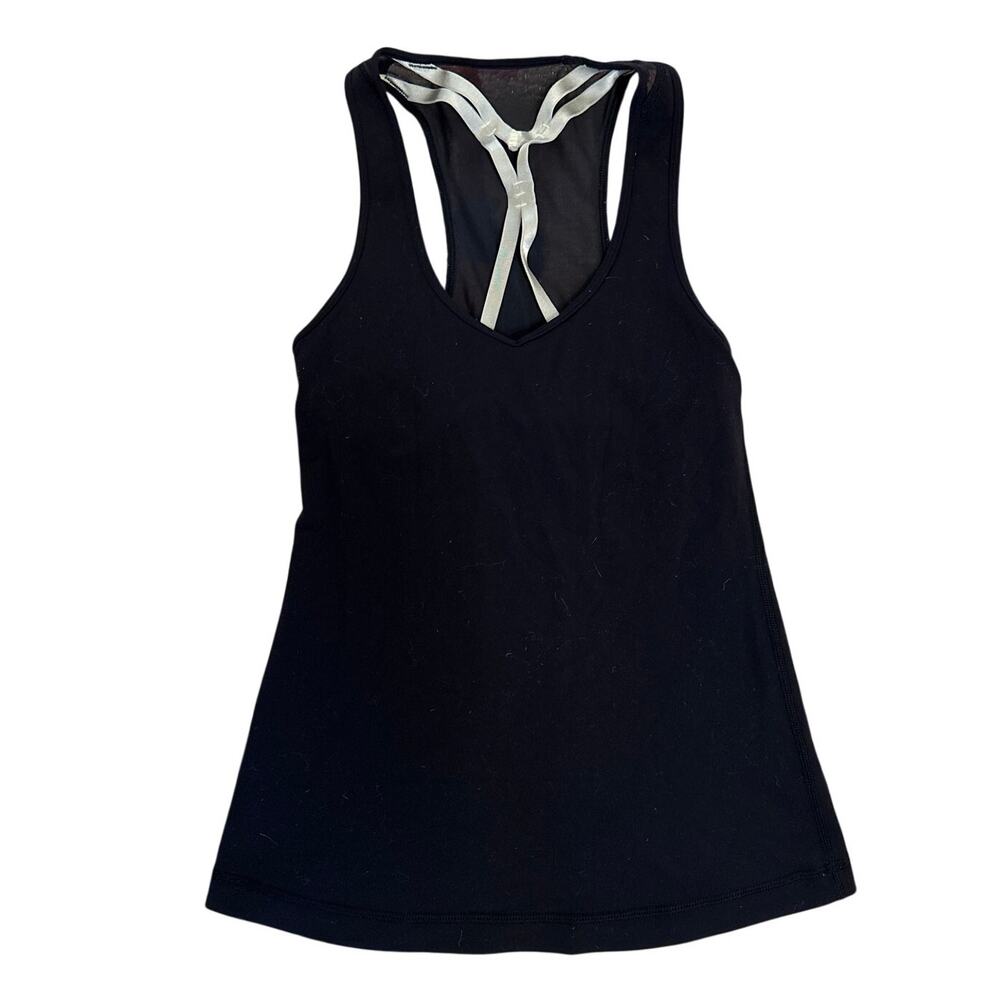 Women 4 Lululemon Dance To Yoga Tank Top Naval Blue Angel Wing Mesh Layered
